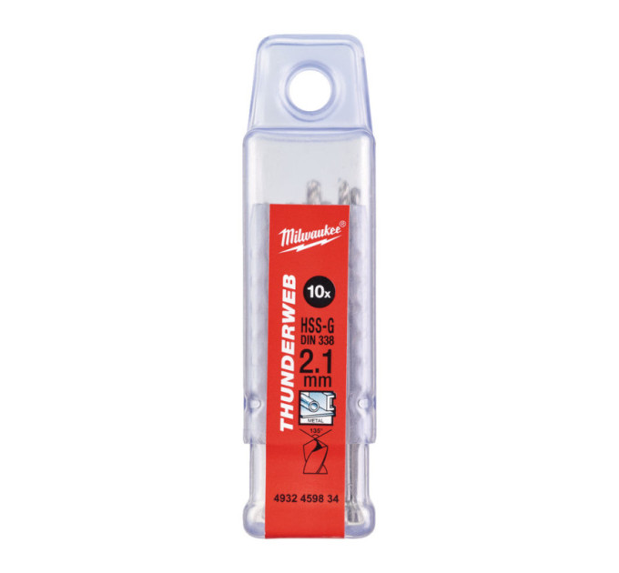 Свердло по металу THUNDERWEB HSS-G MILWAUKEE, DIN338, Ø2, 1х49х24мм, (10шт)