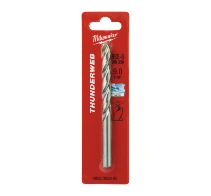 Свердло по металу THUNDERWEB HSS-G MILWAUKEE, DIN338, Ø9,0x125х81мм