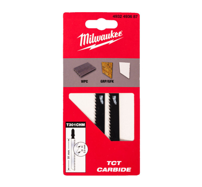 Полотна для лобзика T301CHM MILWAUKEE, 91/3,3мм, (2шт)