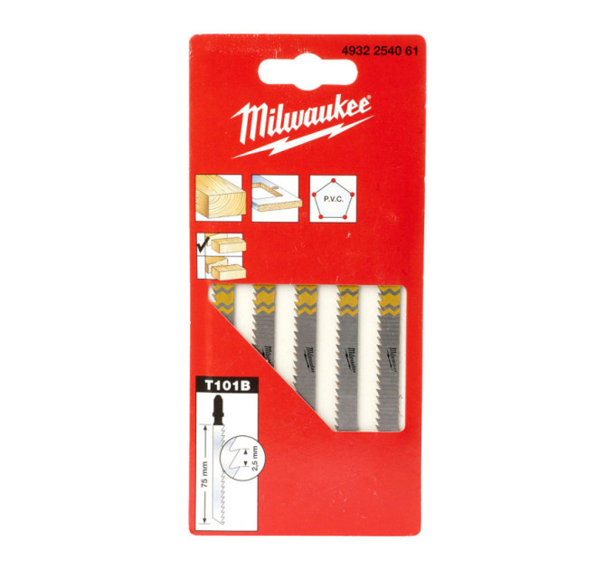 Полотна для лобзика T101B MILWAUKEE, 75х2, 5мм, (5шт)