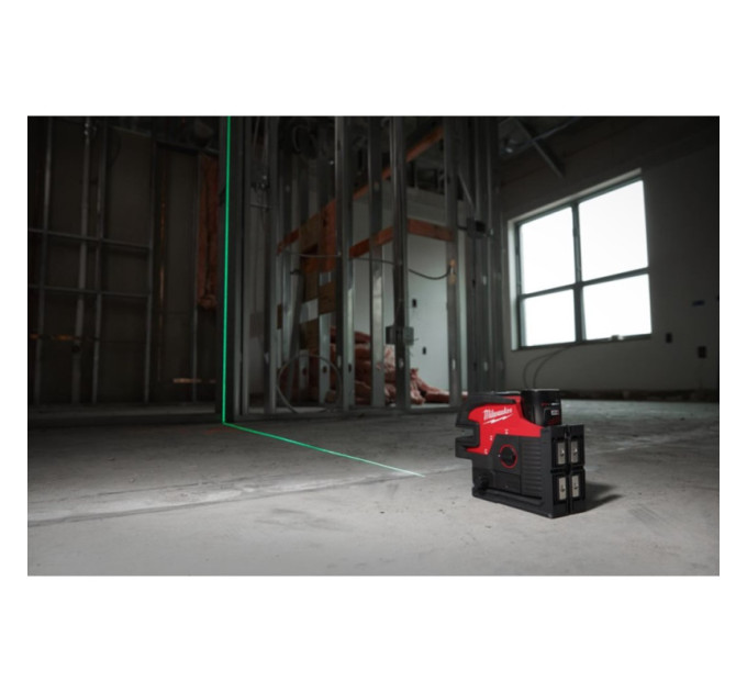 Нивелир 4х точечный лазерный аккумуляторный MILWAUKEE M12 CLL4P-0C (зелёный луч)