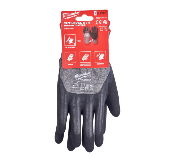 Рукавички з рівнем опору порізам 5, зимові, розмір S/7 (Багатоштучна упаковка - 12 пар)
