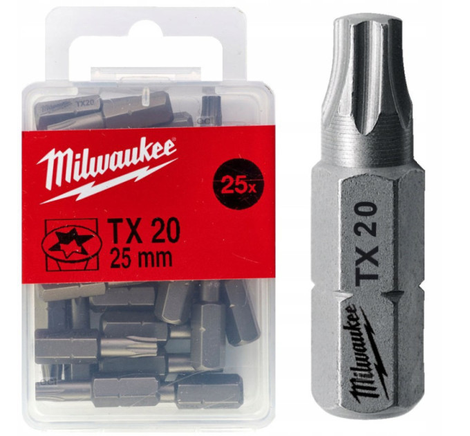 Бита MILWAUKEE, TX20, 25мм, (25шт)