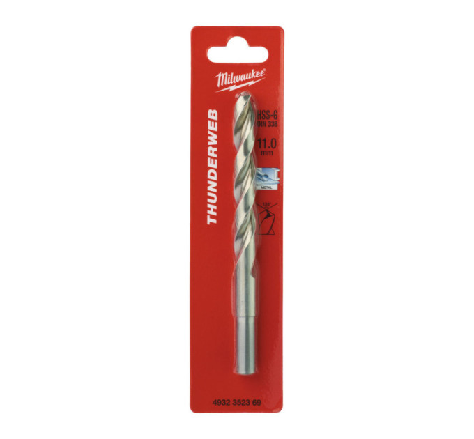 Сверло по металлу THUNDERWEB HSS-G MILWAUKEE, DIN338, Ø11,0x142х94мм
