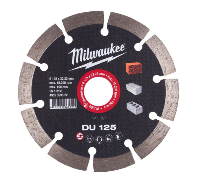 Диск алмазний MILWAUKEE DU 125, Ø125мм (цегла, бетон)