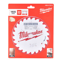 Диск пильний по дереву PFTE THIN KERF MILWAUKEE, Ø165х20х1, 6мм, 24 зуб.