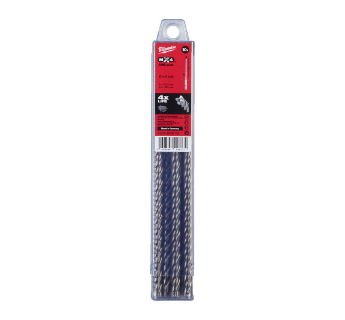 Бур SDS-PLUS MX4 MILWAUKEE, Ø8,0х215х150мм, (10шт)