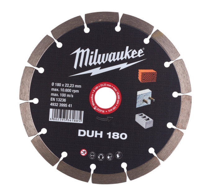 Диск алмазный MILWAUKEE DUH 180, Ø180мм (железобетон, кирпич)