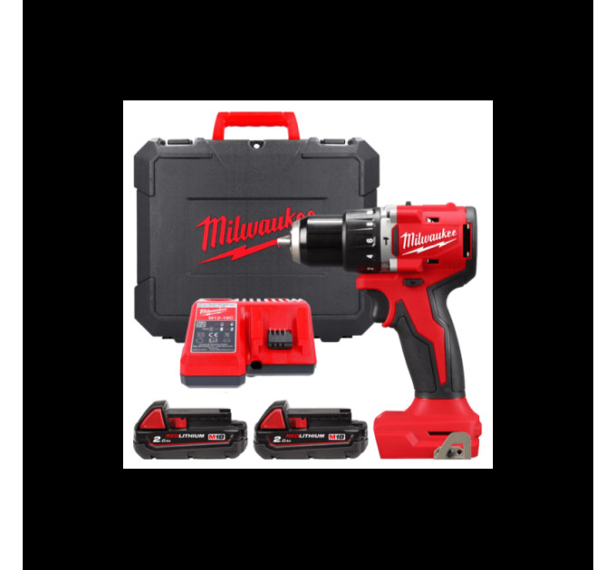 Дриль-шуруповерт акумуляторна безщіткова ударна MILWAUKEE M18 BLPDRC-202C (60Нм) (ЗУ+2Х2Ач+кейс)