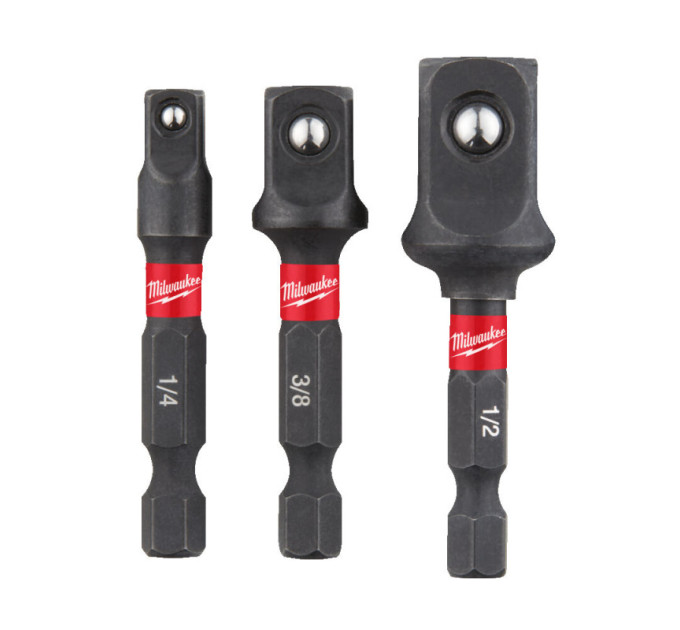 Набор переходников ShW MILWAUKEE, з 1/4'' Hex на квадрат (1/4", 3/8", 1/2")