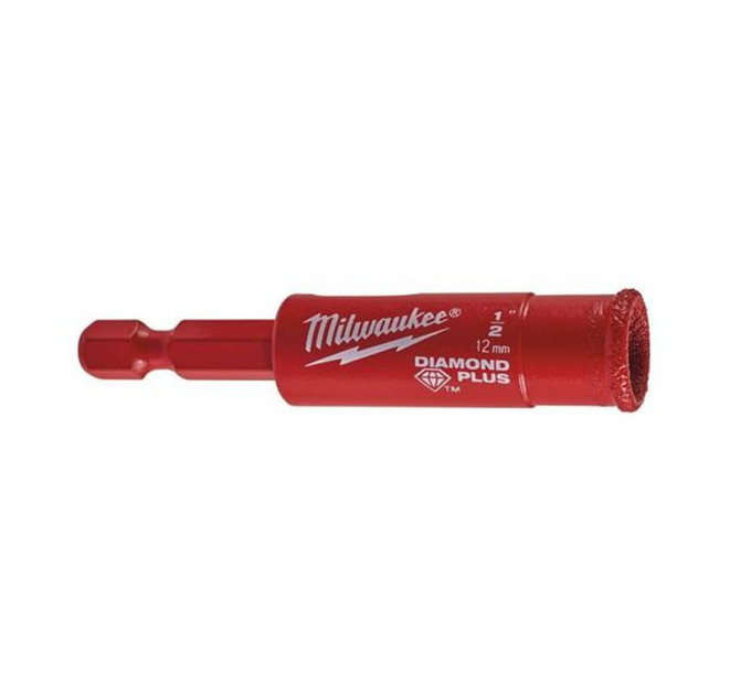 Коронка алмазная Diamond Plus MILWAUKEE, Ø12,0мм (1/4 Hex) (с водой)