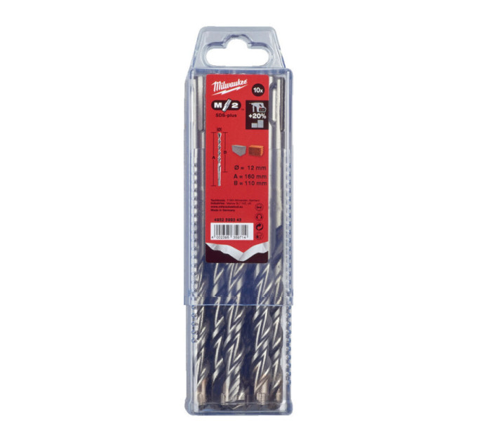 Бур SDS-PLUS M2 MILWAUKEE, Ø12,0х160х110мм, (10шт)