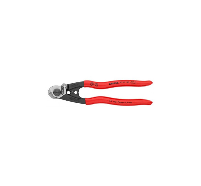 Ножницы для резки проволочных тросов Ø5,0мм, 190мм KNIPEX 95 61 190, фосфатированные
