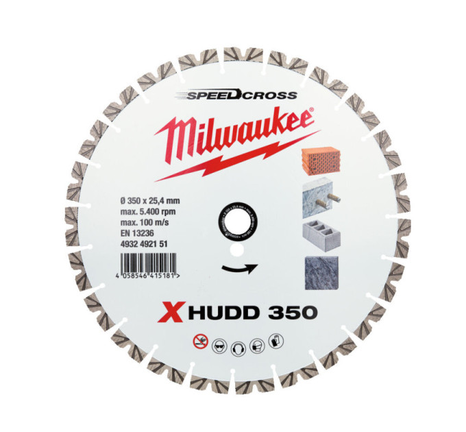 Диск алмазный Speedcross MILWAUKEE XHUDD 350, Ø350мм (железобетон, гранит)