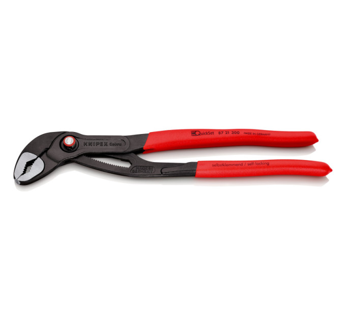 Клещи сантехнические переставные, Ø70мм Cobra QuickSet KNIPEX 87 21 300 SB (с автоспуском) фосфат