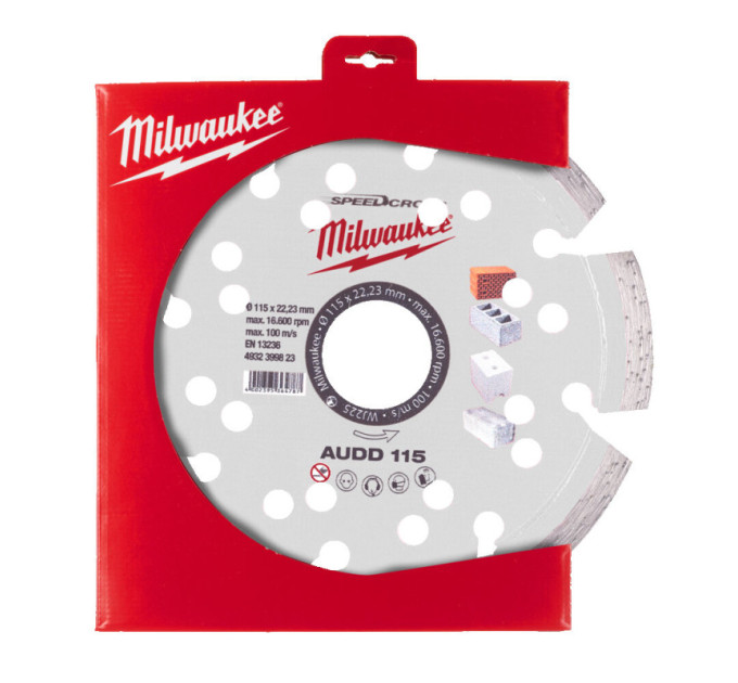 Диск алмазный Speedcross MILWAUKEE AUDD 115, Ø115мм (бетон, кирпич, асфальт)