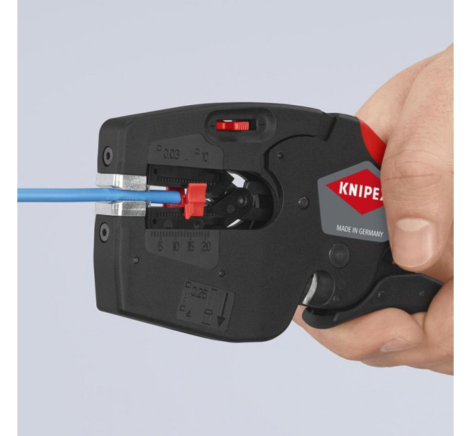 Стрипер автоматический 0,03-10мм² + клещи обжимные 4мм², NexStrip 180мм KNIPEX 12 72 190