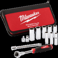 Набор головок торцевых хромированных метрических ⅜″ TRADESMAN MILWAUKEE (12шт)