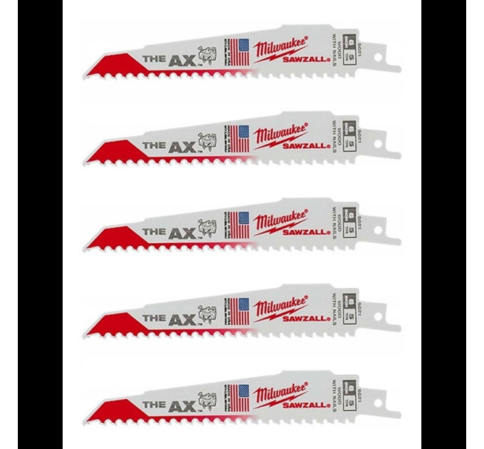 Полотно для сабельных пил THE AX FANG TIP MILWAUKEE, 150х5,0мм, (5 шт) , (замена на 48475021)