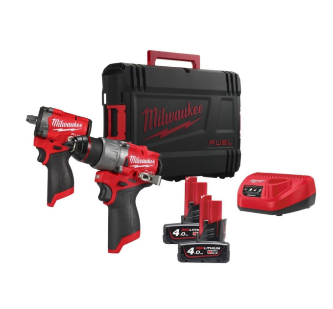 Набор из 2х инструментов аккумуляторных бесщеточных MILWAUKEE M12 FPP2X2-402X (ЗУ+2акк.Х4Ач+кейс)