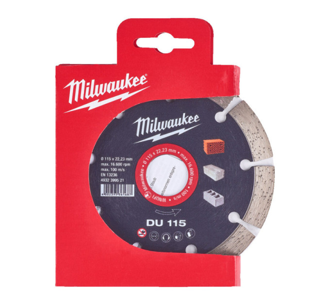 Диск алмазный MILWAUKEE DU 115, Ø115мм (кирпич, бетон)