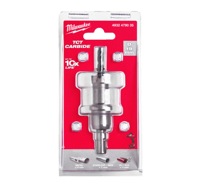 Цельная коронка Holesaw TCT MILWAUKEE для стали/нержавеющей стали, Ø19мм