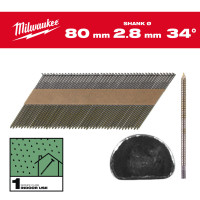 Гвозди с кольцевой накаткой и D-образной головкой MILWAUKEE 2,8/34°/80мм (2200 шт)