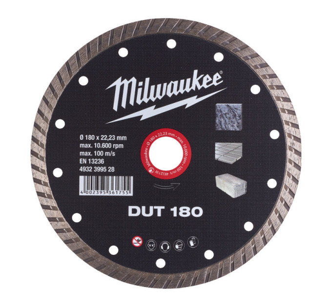 Диск алмазный MILWAUKEE DUT 180, Ø180мм (керамическая плитка/чистый рез)