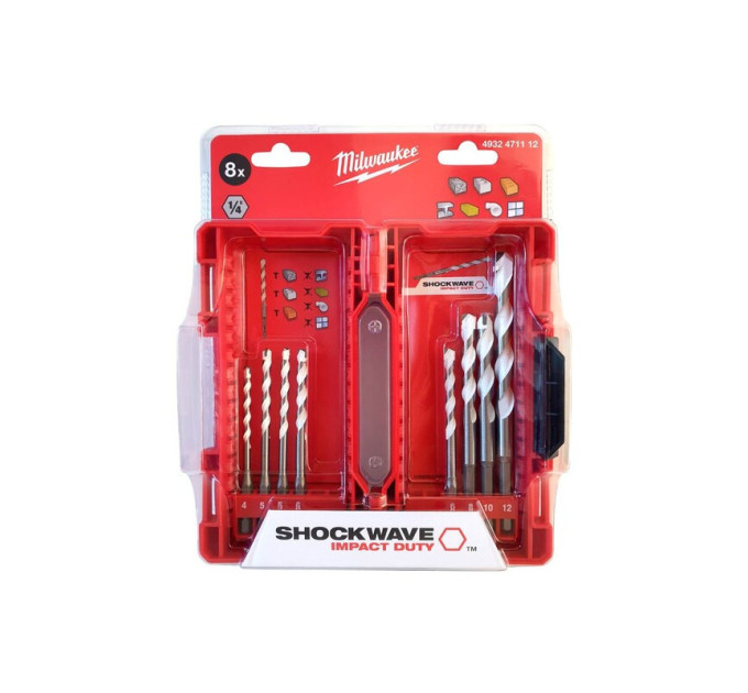 Набір свердел універсальних ShW HEX MILWAUKEE (8шт) (4-12мм), (заміна на 4932493871)