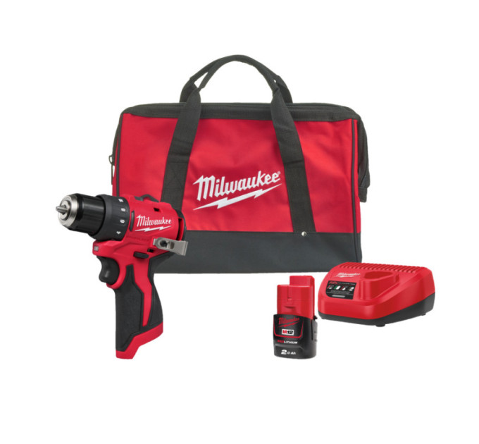 Дрель-шуруповёрт аккумуляторная бесщёточная MILWAUKEE M12 BLDDRC-201BRF, 40Нм (ЗУ, 1акк.Х2Ач, сумка)