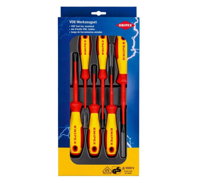 Набор диэлектрических отверток с зауженным рабочим концом KNIPEX 00 20 12 V05, шлиц/PlusMinus