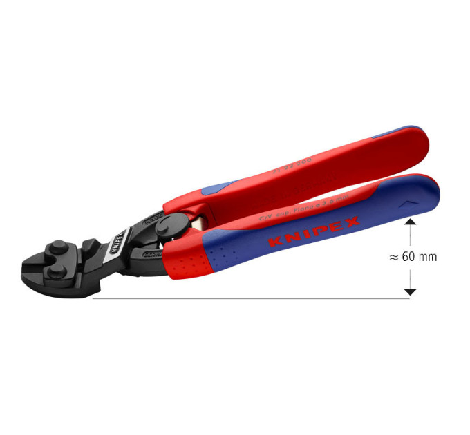 Болторез компактный согнутый под углом, Ø6,0мм CoBolt KNIPEX 71 22 200, фосфатированный
