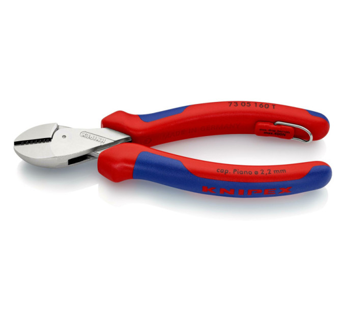 Кусачки боковые (бокорезы) компактные X-Cut, Ø12,0мм, 160мм KNIPEX 73 05 160 T BK, с страховкой,хром
