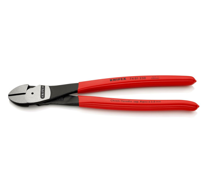 Кусачки боковые (бокорезы) особой мощности, Ø4,6мм, 260мм KNIPEX 74 01 250, фосфатированные