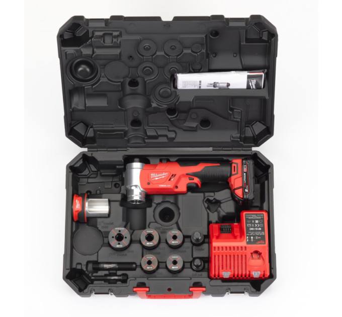 Пробойник аккумуляторный для отверстий FORCE LOGIC™ MILWAUKEE M18 HKP-201CA (ЗУ+2акк.Х2Ач+насадки)