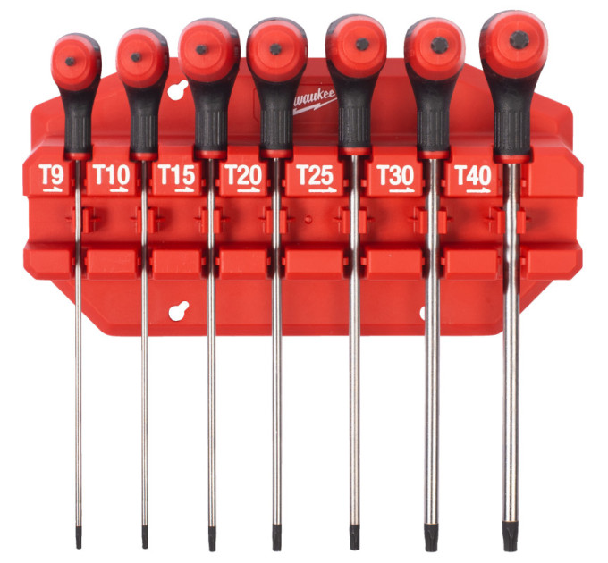 Набор ключей Г-образных MILWAUKEE с комфортной ручкой, TORX с шаром, (7шт)