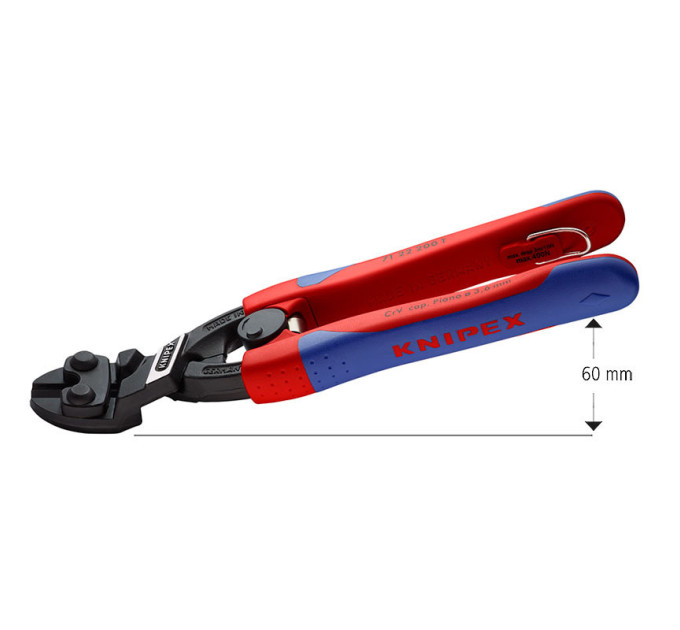 Болторез компактный согнутый под углом, Ø6,0мм CoBolt KNIPEX 71 22 200 Т, с страховкой, фосфат