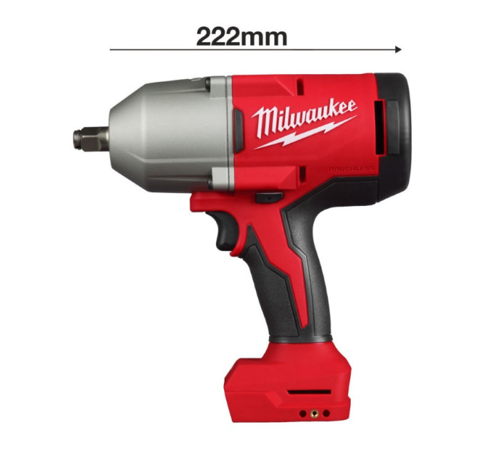 Гайковерт акумуляторний безщітковий MILWAUKEE 1/2" (1627 Нм) M18 BLHIWF12-0X, з кільцем (каркас)