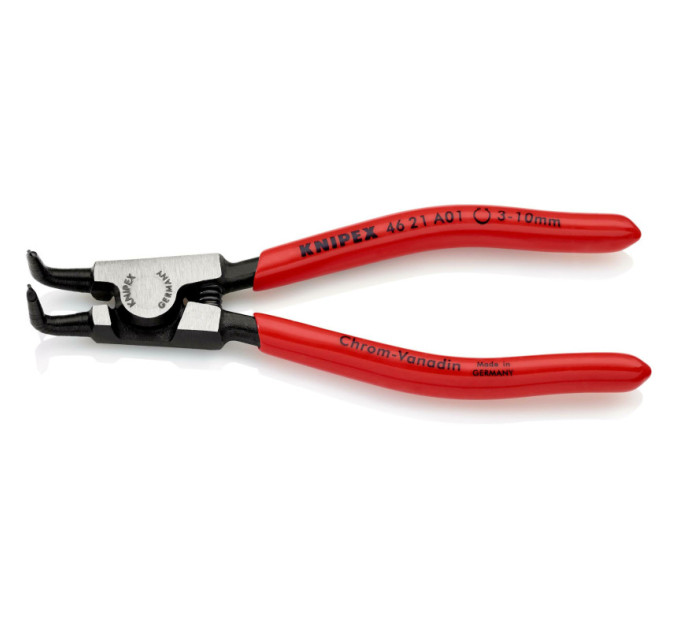Щипцы для наружных стопорных колец загнутые 90°, Ø3-10мм KNIPEX 46 21 A01, Ø0,9мм фосфатированные