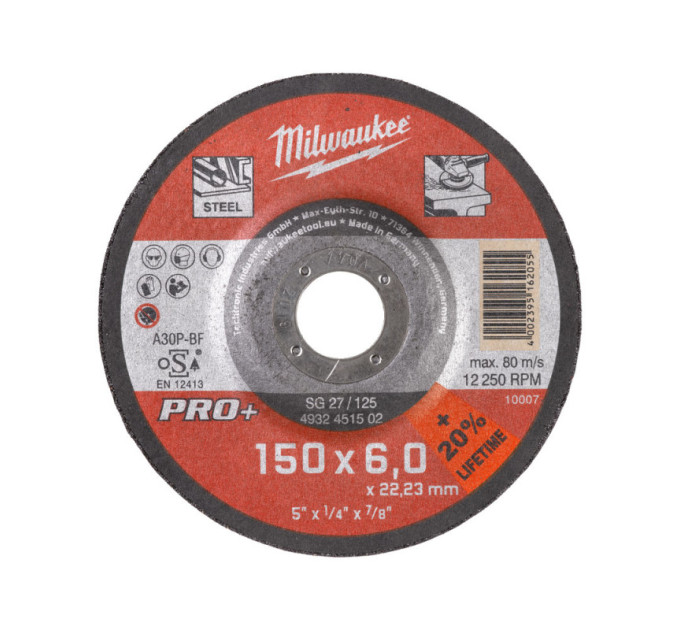 Диск зачистной по металлу MILWAUKEE, SG 27/150х6 PRO+, Ø150мм