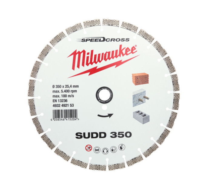 Диск алмазный Speedcross MILWAUKEE SUDD 350, Ø350мм (железобетон, кирпич)