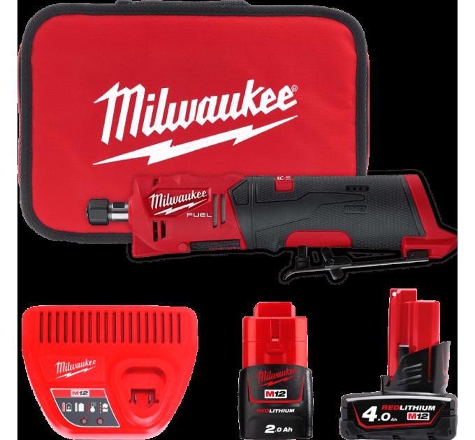Машина прямошліфувальна акумуляторна безщіткова MILWAUKEE M12 FDGS-422B (ЗУ+2акк+сумка)