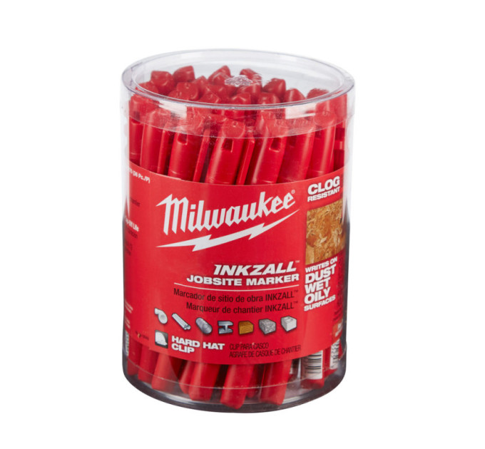 Маркер для будмайданчика INKZALL MILWAUKEE, тонкий червоний