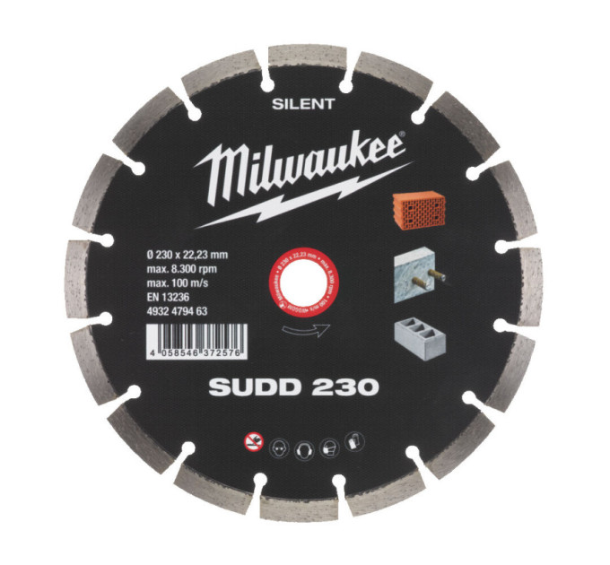 Диск алмазный MILWAUKEE SUDD 230, Ø230мм (железобетон, кирпич)