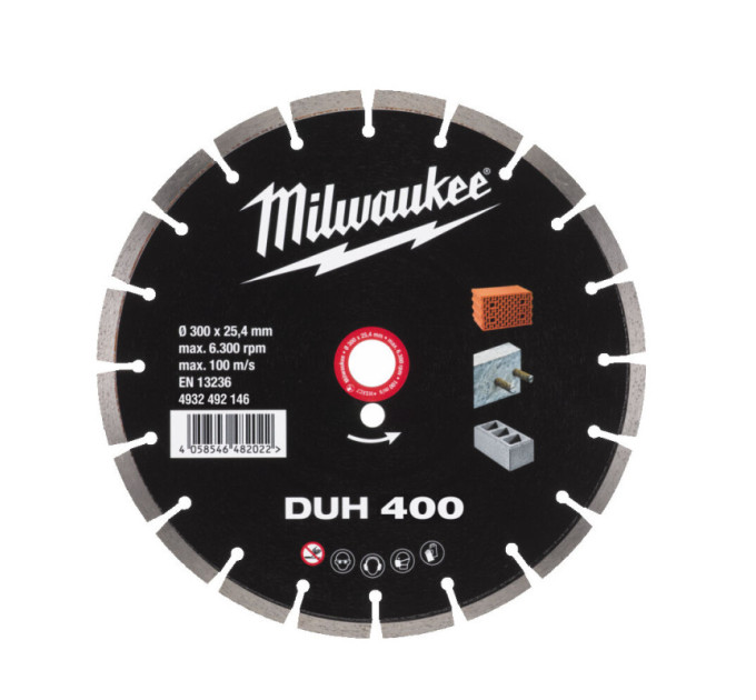 Диск алмазный MILWAUKEE DUH 400, Ø400мм (железобетон, кирпич)