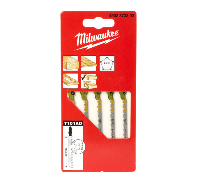 Полотна для лобзика T101AO MILWAUKEE, 50х1,35мм, (5шт)
