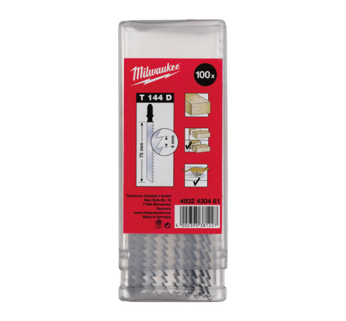 Полотна для лобзика T144D MILWAUKEE, 75х4,0мм, (100шт)