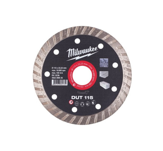 Диск алмазный MILWAUKEE DUT 115, Ø115мм (керамическая плитка/чистый рез)