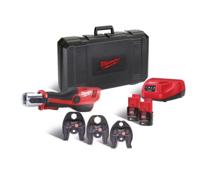Обтискач гідравлічний акумуляторний для труб MILWAUKEE M12 HPT-202C M-KIT (ЗУ+2акк.Х2Ач+кейс)