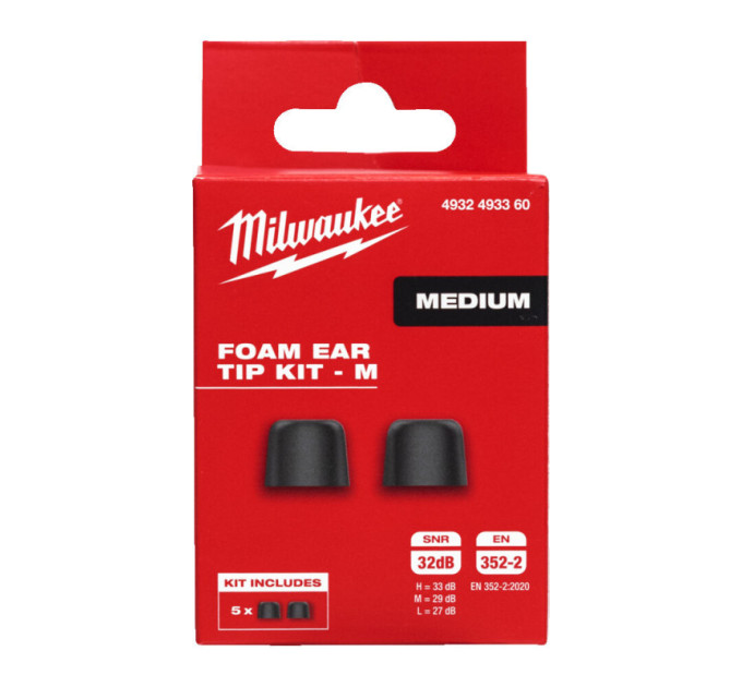 Сменные вкладыши (амбушюры) для наушников RLEPB MILWAUKEE, пена с еффектом памяти, M, 5 пар.